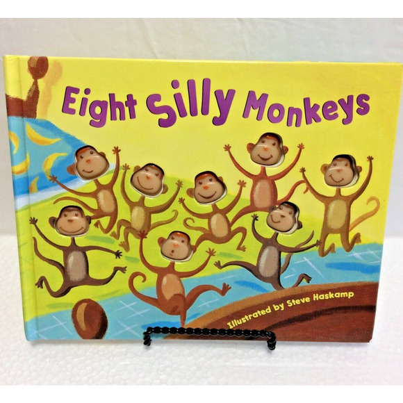 Eight Silly Monkeys Children Counting Board Book Hardcover 20 Pg. Steve Haskamp - Picture 1 of 5